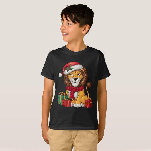 Lion Lover Xmas Holiday Santa Lion Christmas T-Shirt (Vorne ganz)