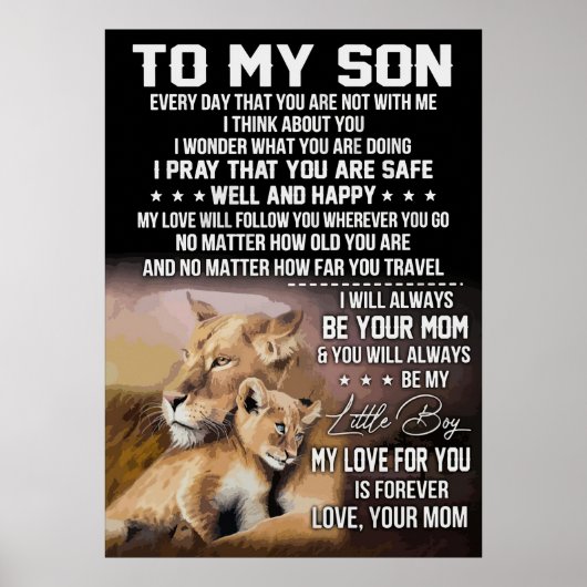 Lion Lover zu meinem Sohn Lion Poster (Vorne)