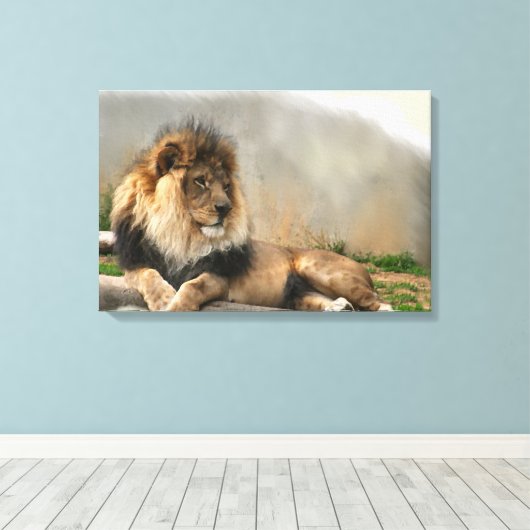 Lion Lovers King of the Dschungel Leinwanddruck (Insitu (Holzboden))