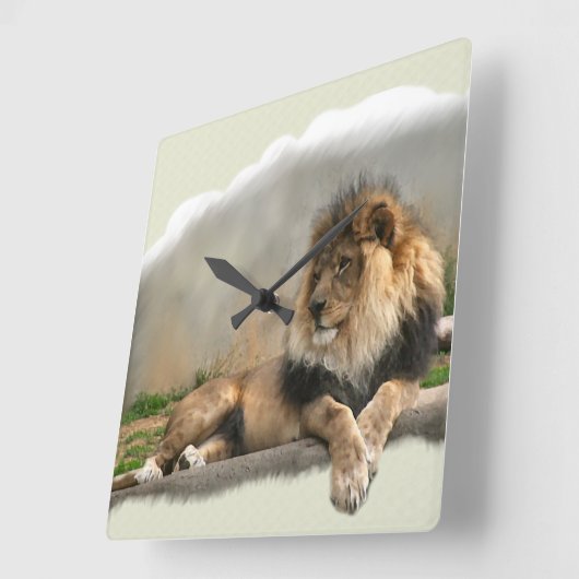 Lion Lovers Kunstgeschenke Quadratische Wanduhr (Winkel)