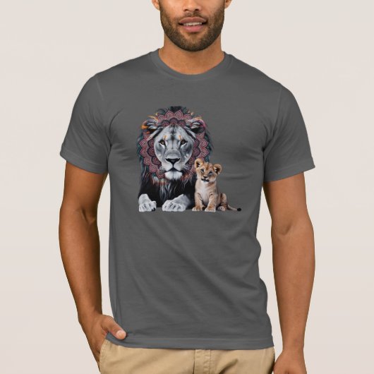 Lion Mandala Art Bella+Canvas T-Shirt - (Vorderseite)