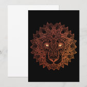 Lion Mandala Ornamental, handgezeichneter Lion Man Dankeskarte (Vorne/Hinten)