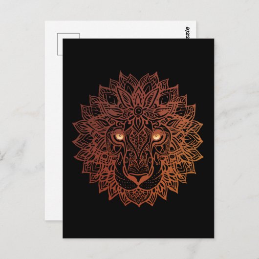 Lion Mandala Ornamental, handgezeichneter Lion Man Postkarte (Vorne/Hinten)