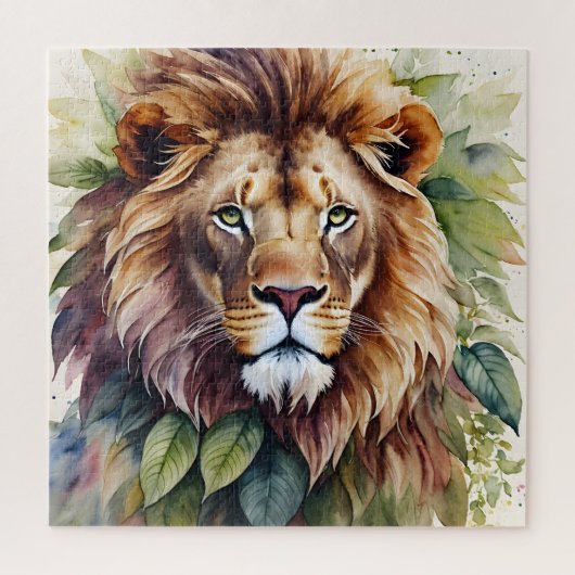 Lion Mane Portrait Botanische Wasserfarbe Puzzle (Vertikal)