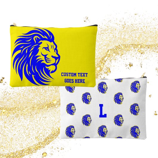 Lion Mascot Blue and Yellow Student Pencil Pouch Zubehörtasche