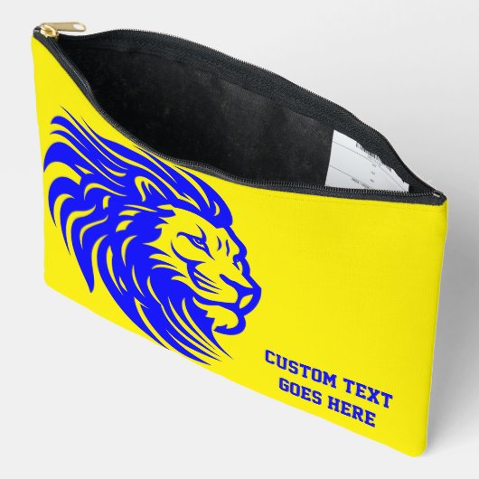 Lion Mascot Blue and Yellow Student Pencil Pouch Zubehörtasche (Offen)