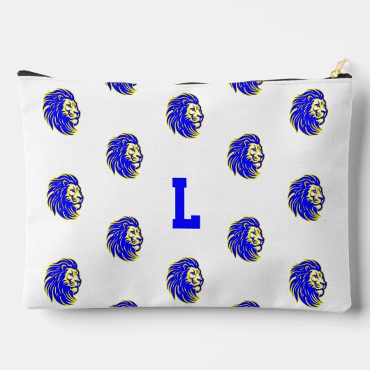 Lion Mascot Blue and Yellow Student Pencil Pouch Zubehörtasche (Rückseite)