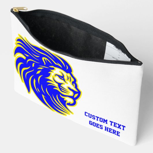 Lion Mascot Blue and Yellow Student Pencil Pouch Zubehörtasche (Offen)
