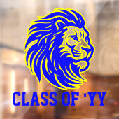 Lion Mascot Blue und Yellow Graduate Gift Fensteraufkleber (Blatt 2)