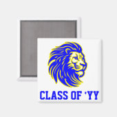 Lion Mascot Blue Yellow and White Graduate Gift Magnet (Vorderseite/Rückseite)