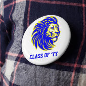 Lion Mascot Blue Yellow and White Spirit Button