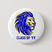Lion Mascot Blue Yellow and White Spirit Button (Vorderseite)