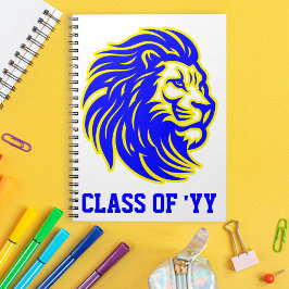 Lion Mascot Blue Yellow Senior Class Prix Notizblock