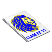 Lion Mascot Blue Yellow Senior Class Prix Notizblock (Rechte Seite)