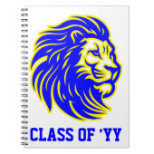 Lion Mascot Blue Yellow Senior Class Prix Notizblock (Vorderseite)