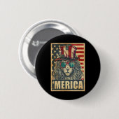 Lion Merica Vintage amerikanische Flagge 4. Juli Button (Vorne & Hinten)
