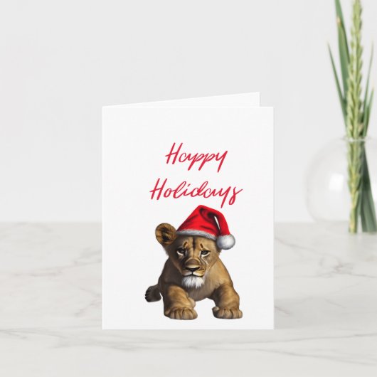 Lion mit einem Santa Claus Hat Blank Karte (Vorderseite)