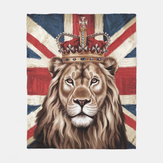 Lion mit einer britischen Flagge einer Krone Fleecedecke (Vorderseite)