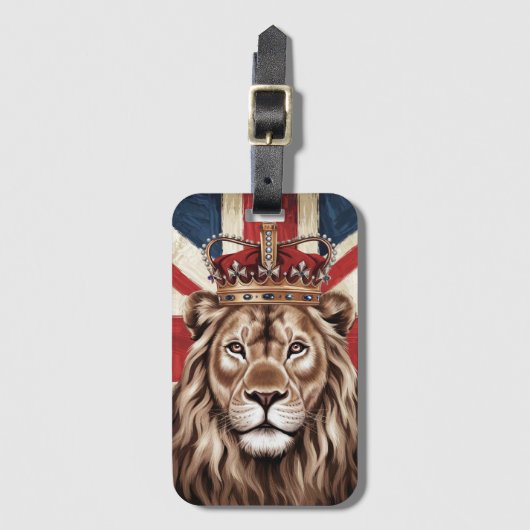 Lion mit einer britischen Flagge einer Krone Gepäckanhänger (Vorderseite Vertikal)
