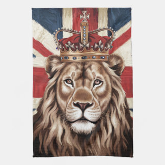 Lion mit einer britischen Flagge einer Krone Geschirrtuch