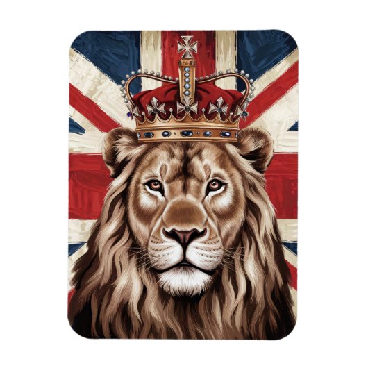 Lion mit einer britischen Flagge einer Krone Magnet (Vertikal)