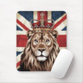 Lion mit einer britischen Flagge einer Krone Mousepad (Mit Mouse)