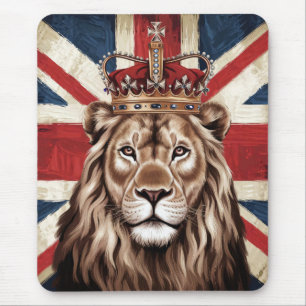 Lion mit einer britischen Flagge einer Krone Mousepad