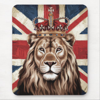 Lion mit einer britischen Flagge einer Krone Mousepad