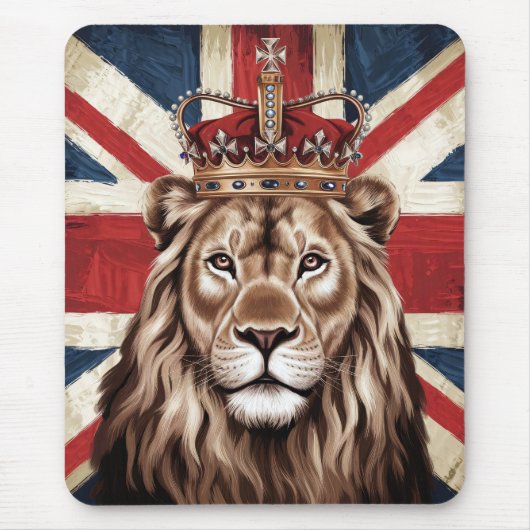 Lion mit einer britischen Flagge einer Krone Mousepad (Vorne)