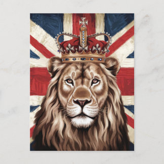 Lion mit einer britischen Flagge einer Krone Postkarte