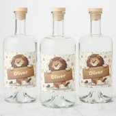 Lion mit Holzschild Alkoholflaschenetikett (Flaschen)