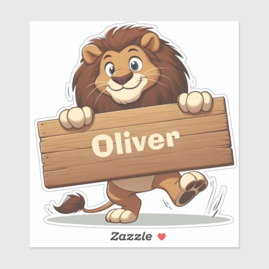 Lion mit Holzschild Aufkleber (Blatt)