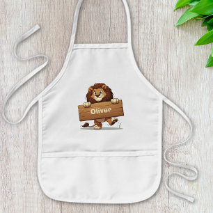 Lion mit Holzschild Kinderschürze