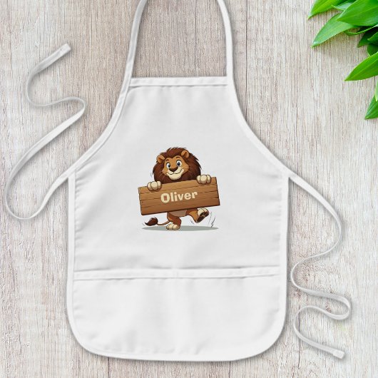 Lion mit Holzschild Kinderschürze