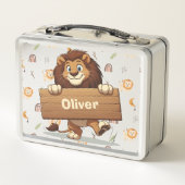 Lion mit Holzschild Metall Brotdose (Rückseite)