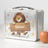 Lion mit Holzschild Metall Brotdose (Beispiel)