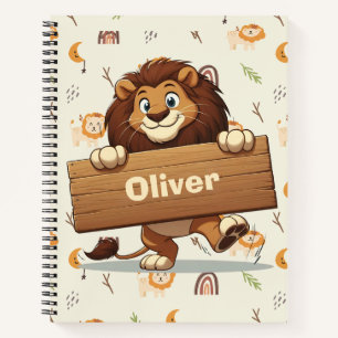 Lion mit Holzschild Notizblock