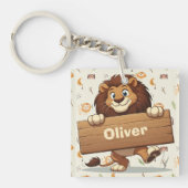 Lion mit Holzschild Schlüsselanhänger (Vorderseite)