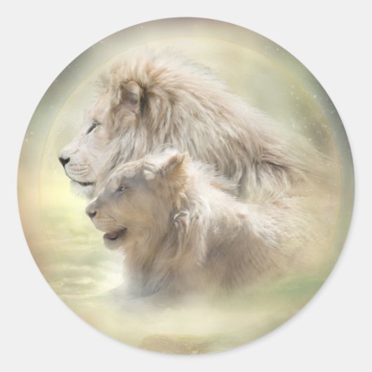Lion Moon Art Sticker (Vorderseite)