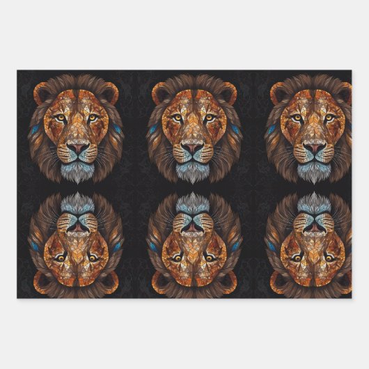 Lion Mosaic Hartglas Geschenkpapier Set (Vorderseite 2)
