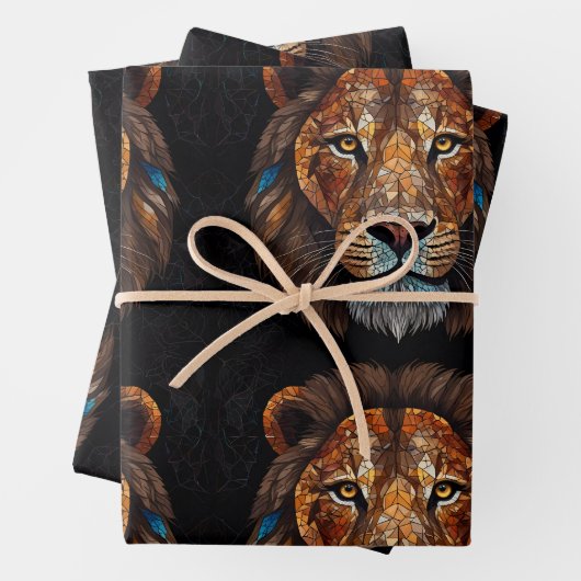 Lion Mosaic Hartglas Geschenkpapier Set (Beispiel)