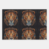 Lion Mosaic Hartglas Geschenkpapier Set (Vorderseite)