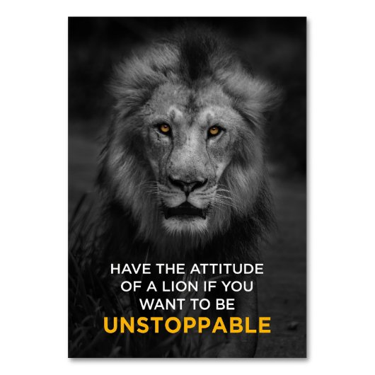 Lion Motivierend Unstoppaple Tischnummer (Vorderseite)