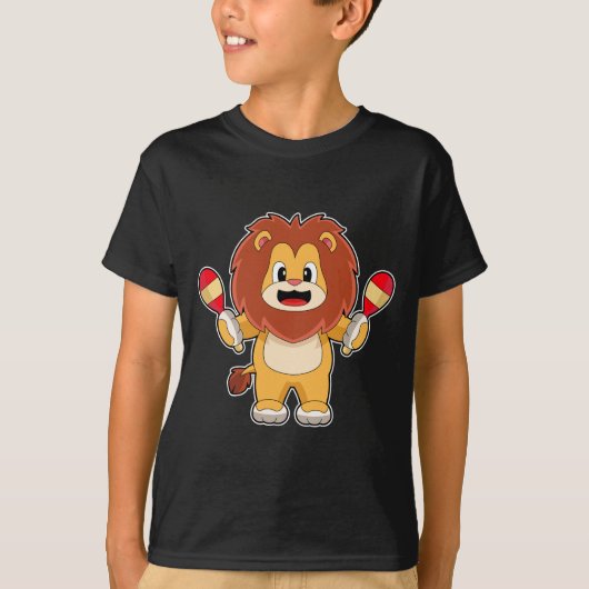 Lion Musician Rattle Music T-Shirt (Vorderseite)
