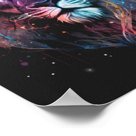 Lion Nebular - Graffiti Neon Ink Splash Sweatshirt Poster (Ecke)