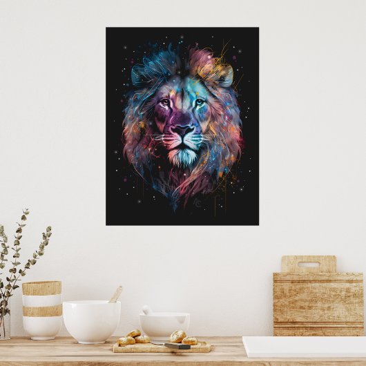 Lion Nebular - Graffiti Neon Tinte Splash Poster (Küche)
