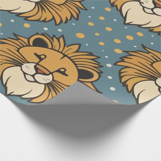 Lion-niedlich-Cartoon-Mustervorlage Geschenkpapier (Ecke)