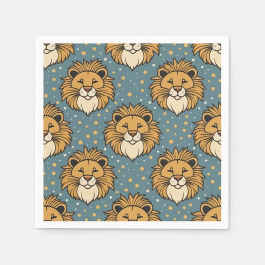 Lion-niedlich-Cartoon-Mustervorlage Serviette (Vorderseite)
