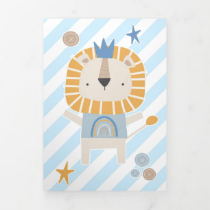 Lion Niedlich Face Lion Handgezeichnet Dreifach Gefaltete Karte