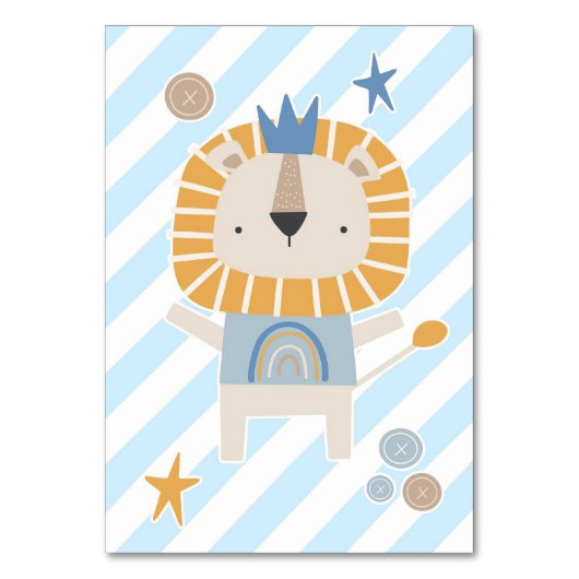 Lion Niedlich Face Lion Handgezeichnet Tischnummer (Vorderseite)